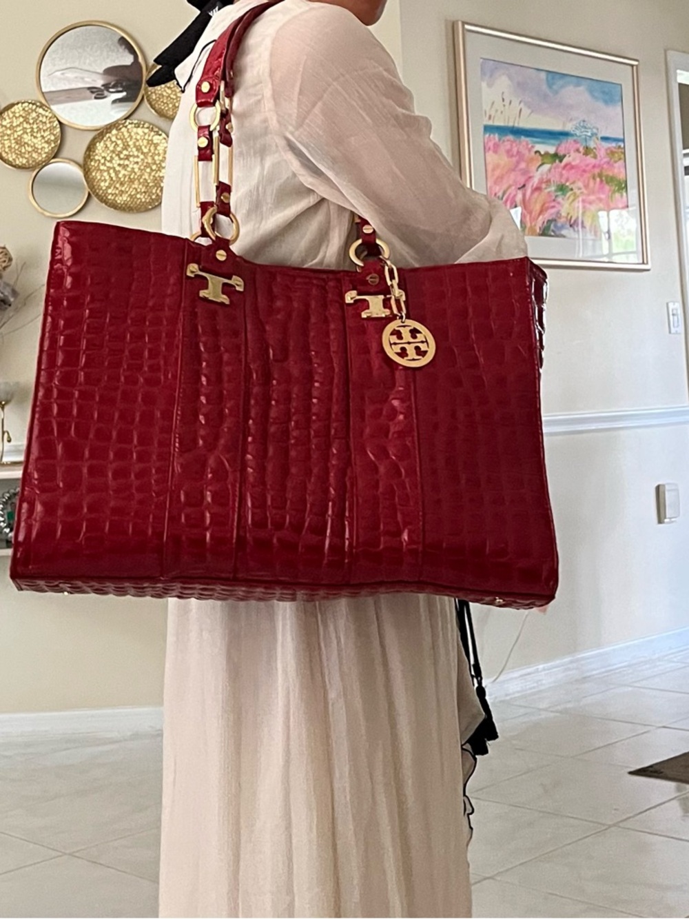 Tory Burch Tote Croc embossed